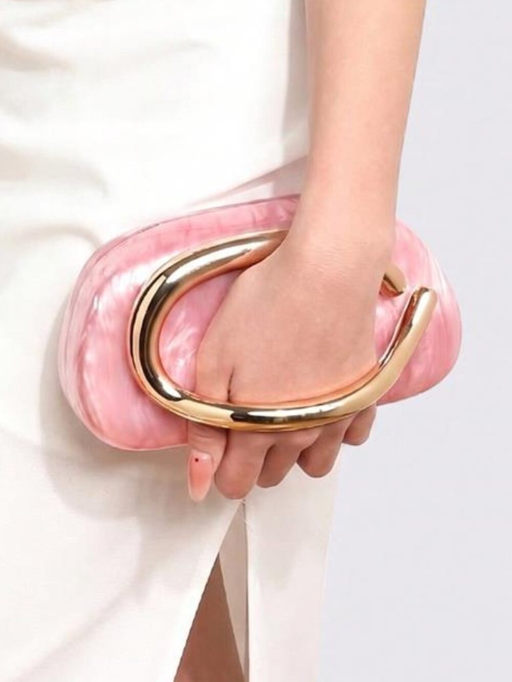 Elegant Pink Marbling Acrylic Clutch Purse, Evening Wedding Handbags